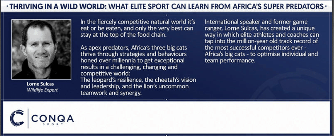 Lorne Sulcas - The Big Cat Guy - CONQA Sport Summit Event Program